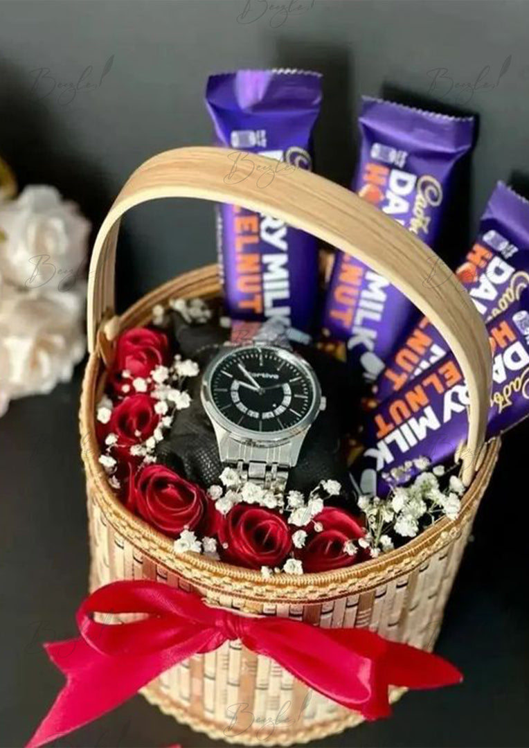 Luxury Watch & Chocolate Gift Basket | GB-055