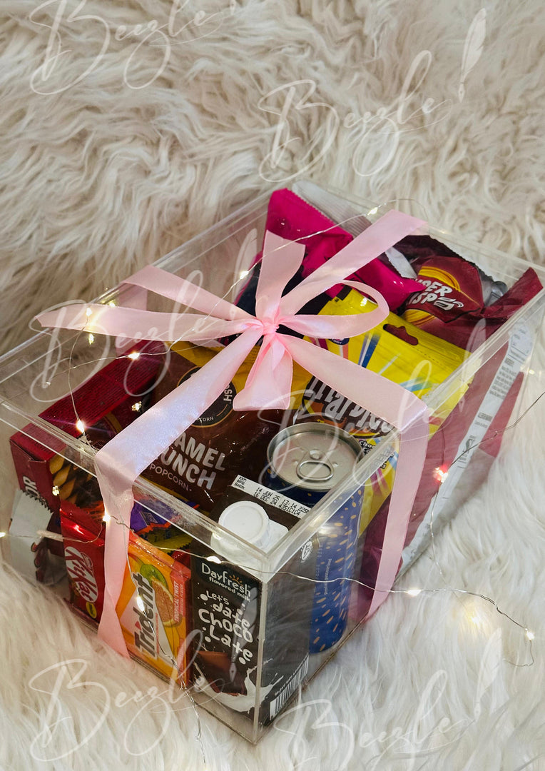 Charming Snack Delight Box with Pink Ribbon | GBO-031