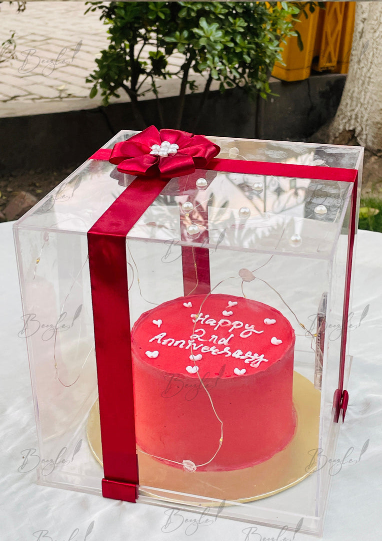 LoveGlow Anniversary Cake in Acrylic Box GC-038