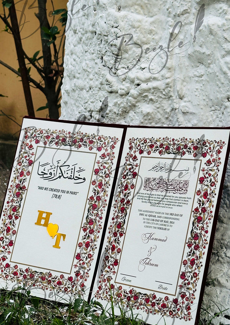 Customized Nikah Booklet With Beautiful Printed Nikkah Certificate | NB-008