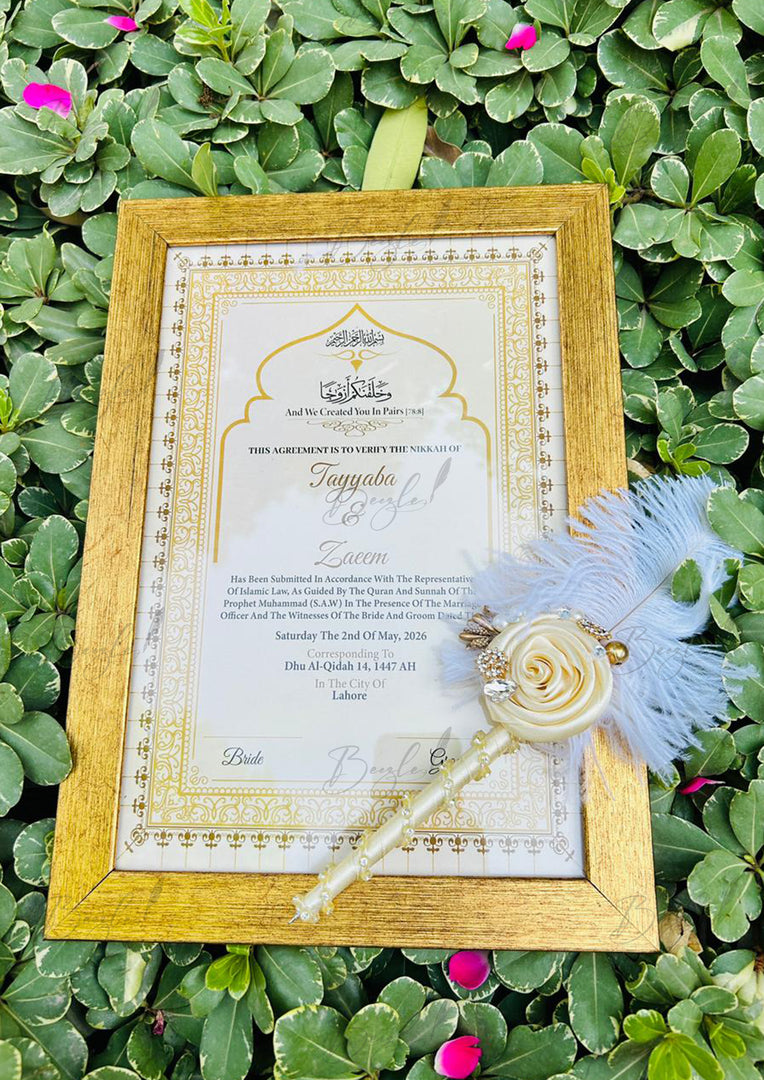 The Golden Qubool Hai Nikah Pen With Attractive Nikah Frame | DEL-118