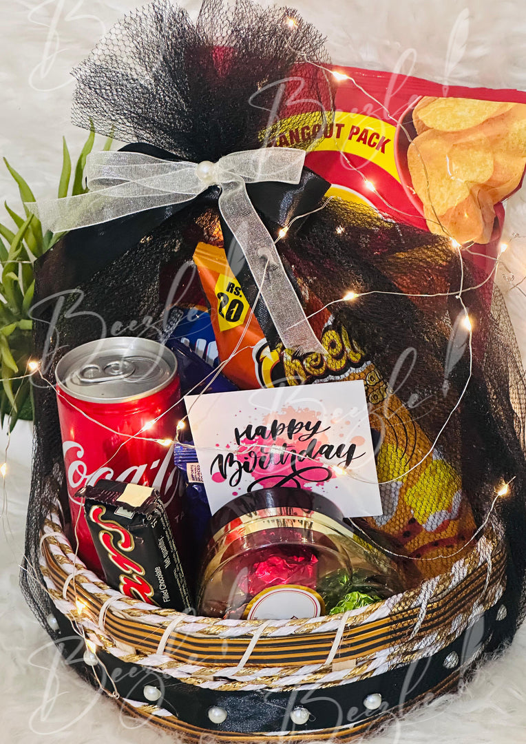 Black Themed Birthday Gift Basket | GB-037