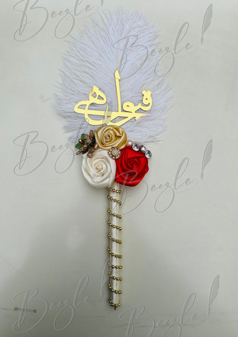 The Qubool Hai Nikah Pen With Gloden, White & Red Flower | PEN-67