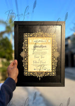 Load image into Gallery viewer, Luxury Golden &amp; Black Nikah Certificate with Stone Decoration | SNC-001
