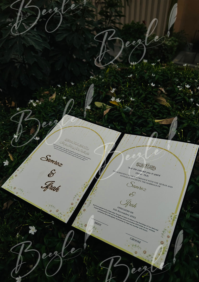 Beautiful Black Nikah Booklet with Customized Golden Name | NB-028