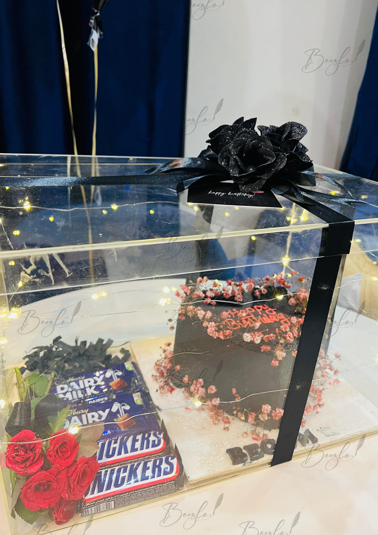 Black Cake Gift Box with Snickers & Dairy Milk | GDEL-169