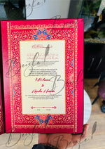 Load image into Gallery viewer, Personalized Red Nikah Booklet with Elegant Design | NB-010
