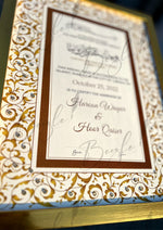 Load image into Gallery viewer, Luxury Brwon &amp; Golden Nikah Certificate with Stone Decoration | SNC-004
