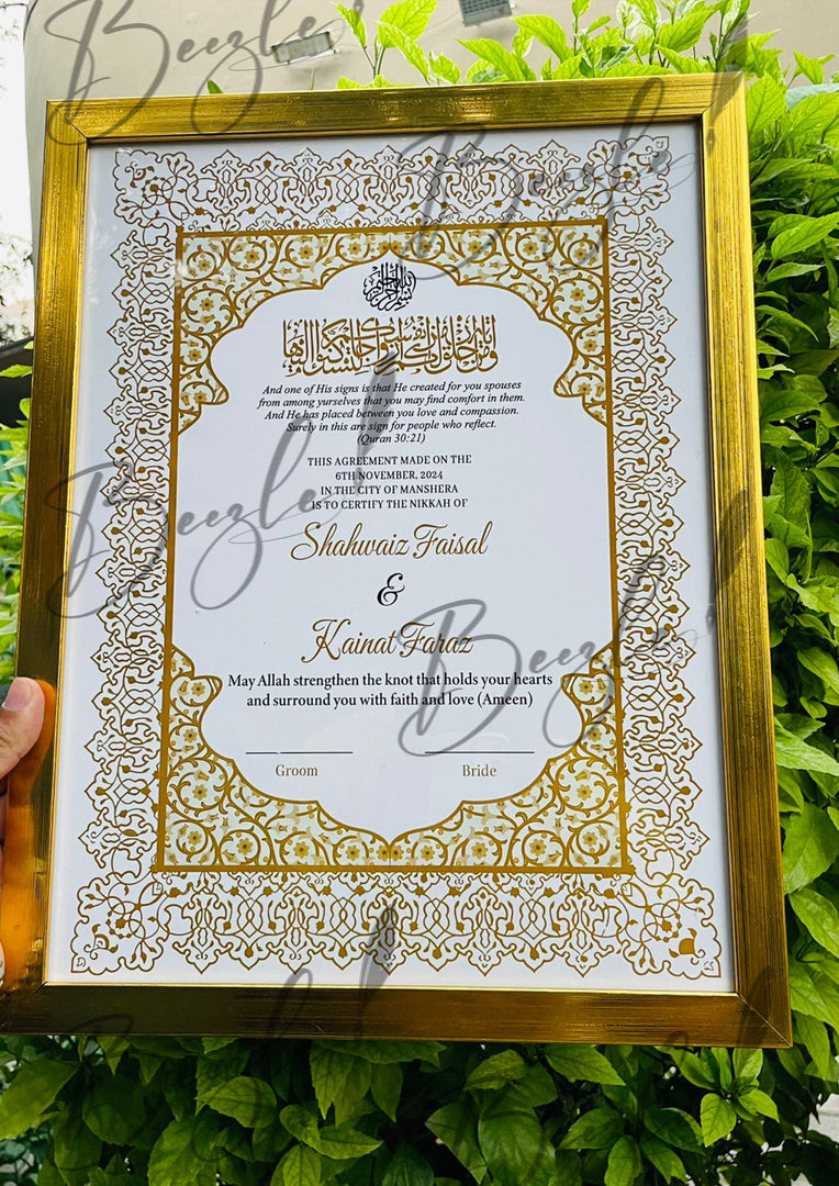 The Luxury Nikah Certificate with Golden Attractive Design | NC-168