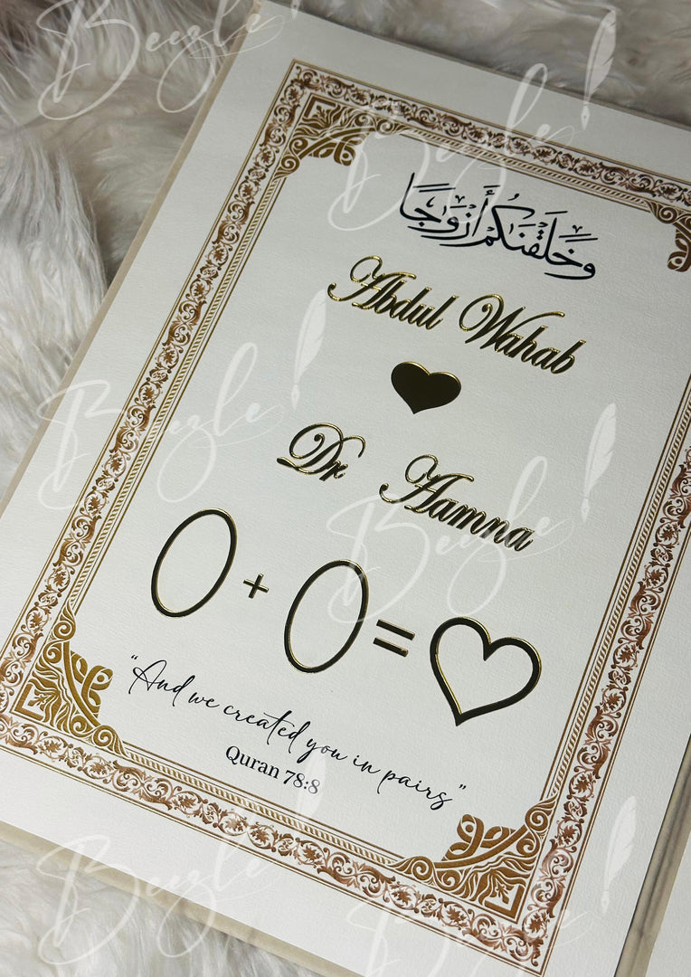 Beautiful Personalized White Nikah Booklet Box with Golden Details | BOX-011