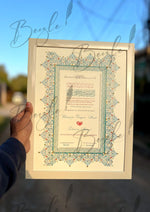 Load image into Gallery viewer, Luxury Blue &amp; Clay Ash Nikah Certificate with Stone Decoration | SNC-006
