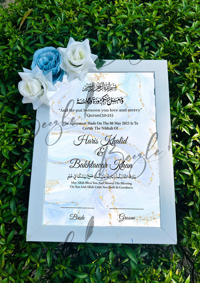 Floral Nikah Certificate With Classic Print & Three Flowers | FNC-009
