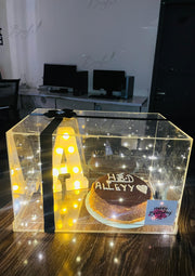 Custom Chocolate Cake in LED Display Gift Box | CB-004