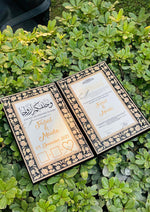 Load image into Gallery viewer, The Attractive Golden Design Black Nikkah Booklet with Customized Name | NB-029