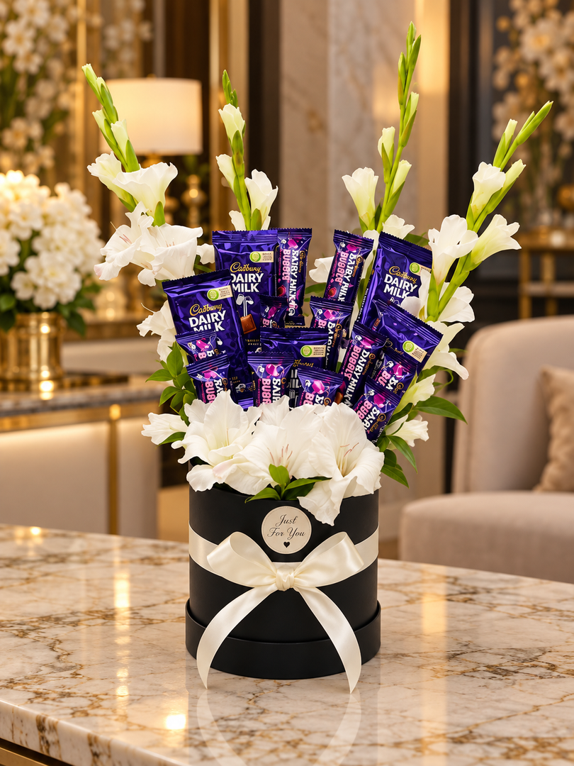 Gladiolus Floral and Chocolate Box Gift | GBO-099