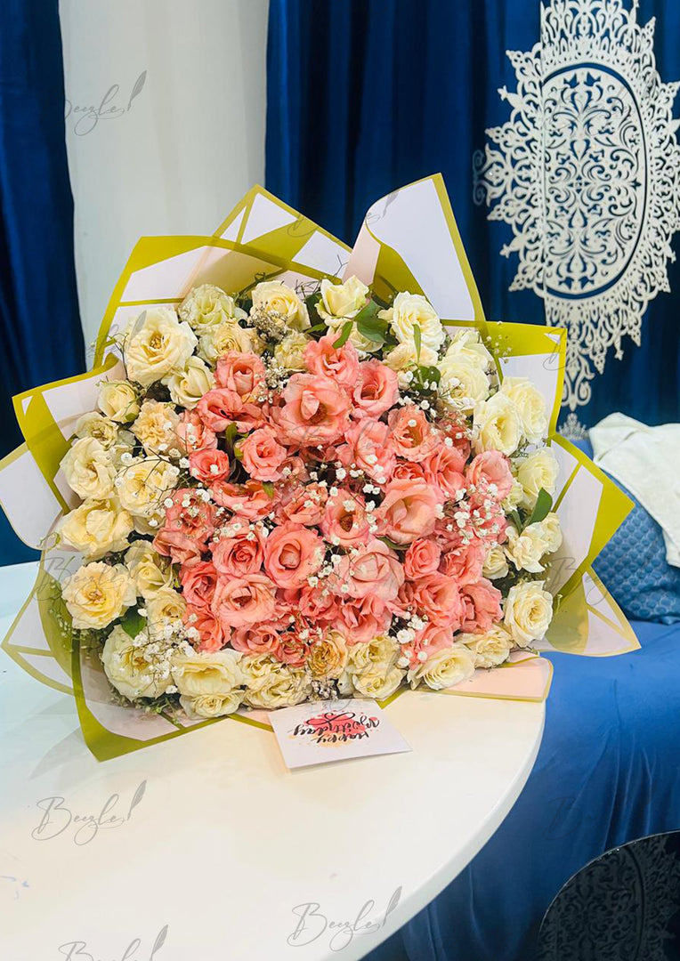 Pink & White Rose Bouquet | BCG-105