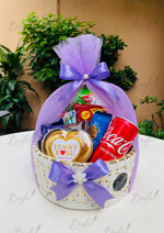 Load image into Gallery viewer, Snack Basket with Coke &amp; Cookies – Lavender Wrap | GB-188
