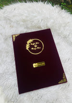 Load image into Gallery viewer, Velvet Maroon Nikah Booklet with Beautiful Golden Details | NB-041