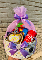 Snack Basket with Coke & Cookies – Lavender Wrap | GB-188