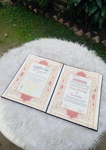 Load image into Gallery viewer, Velvet Maroon Nikah Booklet with Beautiful Golden Details | NB-041