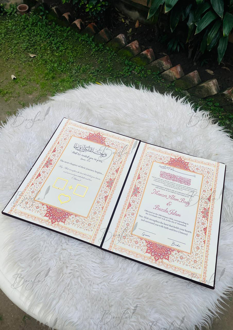 Velvet Maroon Nikah Booklet with Beautiful Golden Details | NB-041