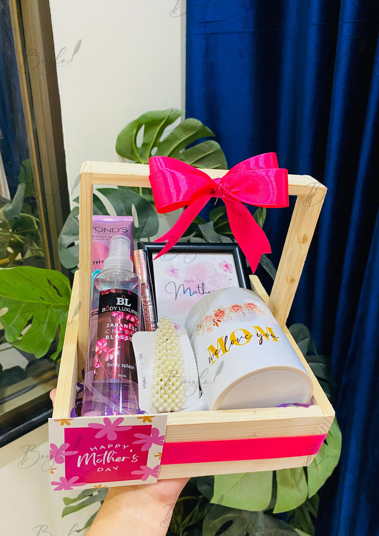Mother’s Day Wooden Tray Gift Basket | GB-138