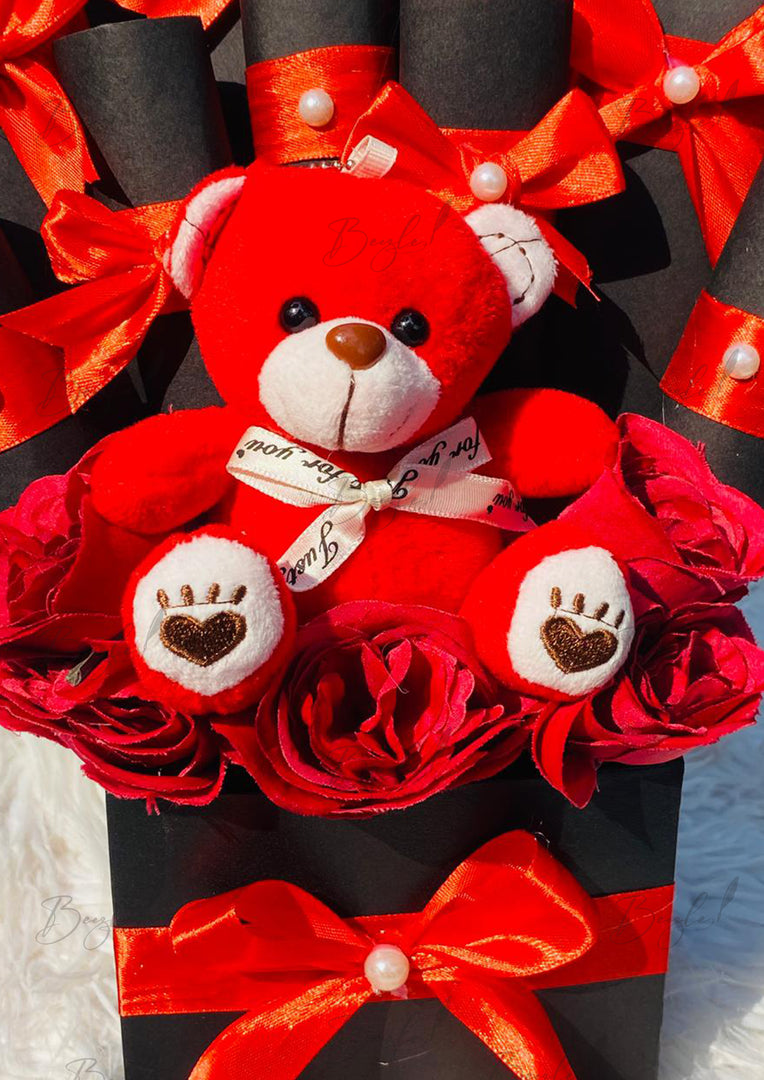 Red Teddy Flower Bouquet | GBO-193