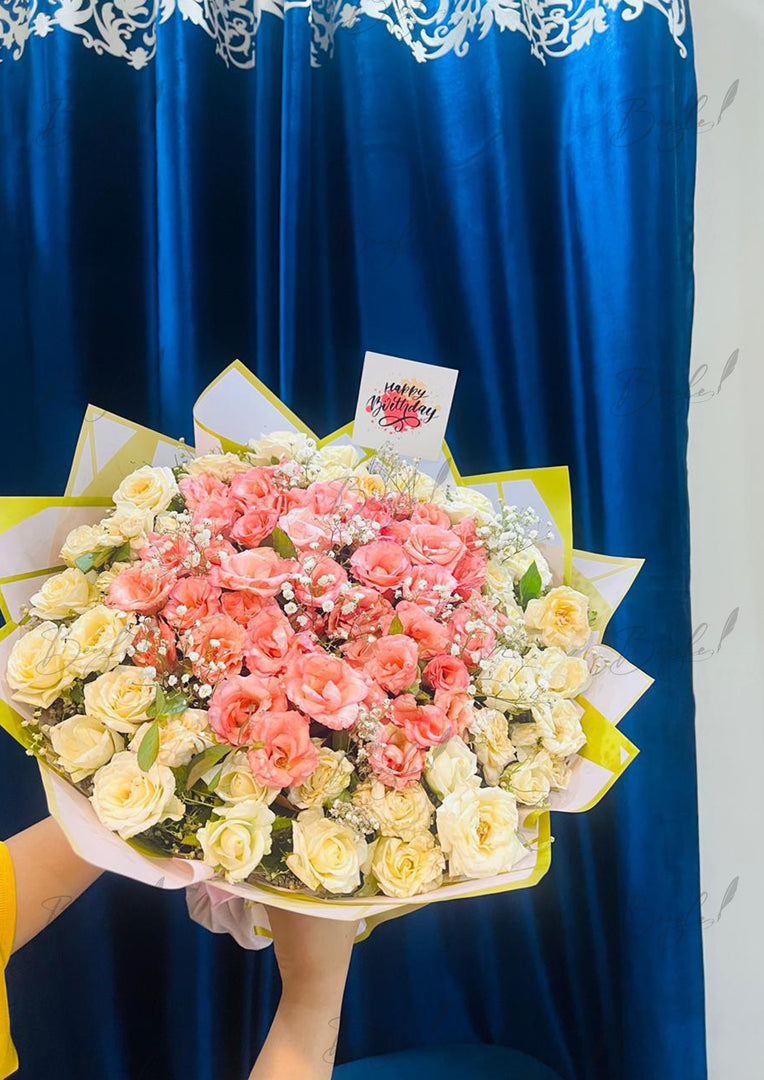 Pink & White Rose Bouquet | BCG-105