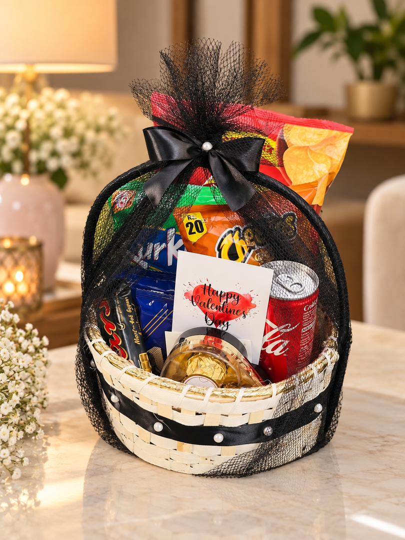 Black Elegance Valentine Gift Basket | GB-044