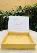 Load image into Gallery viewer, Decent White Nikah Booklet Box with Golden Personalized Touch | BOX-014