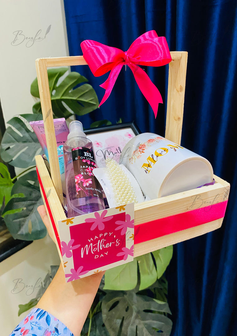 Mother’s Day Wooden Tray Gift Basket | GB-138