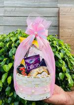 Load image into Gallery viewer, Pink Gift Basket with Snacks, Chocolates &amp; Pearls | GB-187
