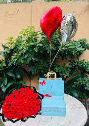 Layers Cake with Balloons and Floral Bouquet | GDEL-081