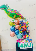 Load image into Gallery viewer, Dinosaur Balloon Gift Tower with Snacks | GBO-086
