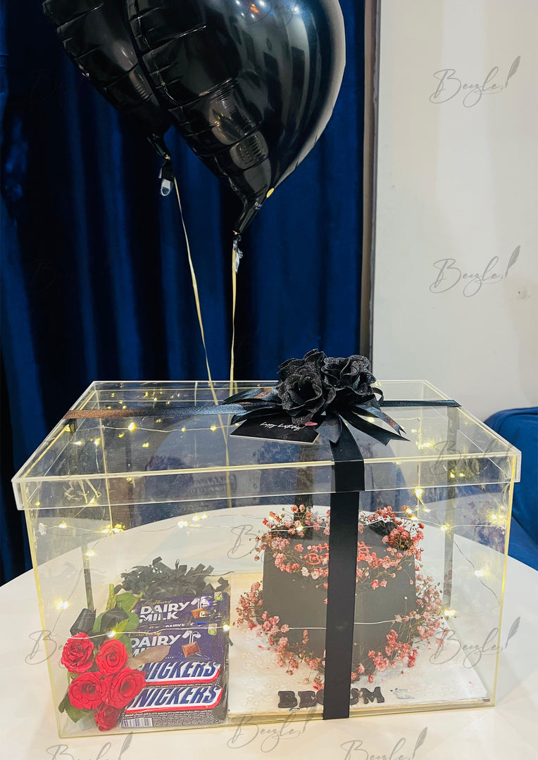 Black Cake Gift Box with Snickers & Dairy Milk | GDEL-169