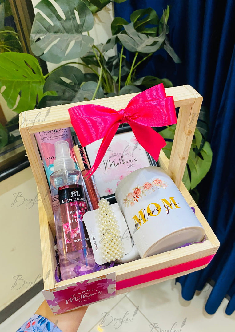 Mother’s Day Wooden Tray Gift Basket | GB-138