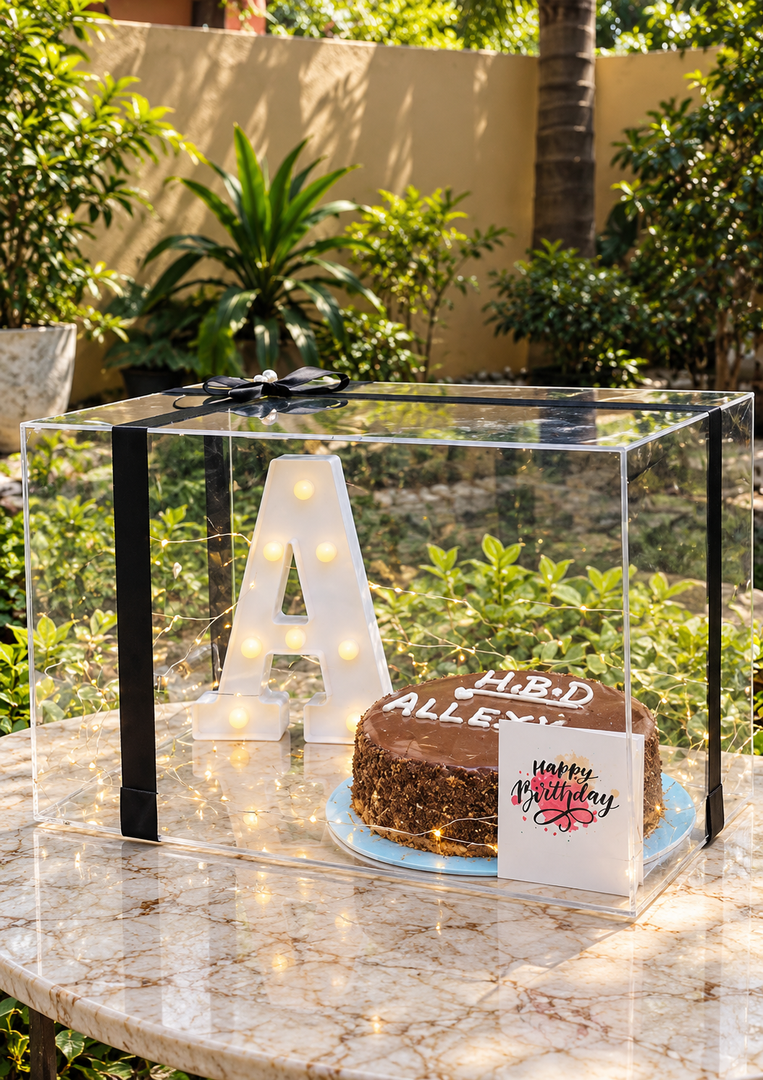 Custom Chocolate Cake in LED Display Gift Box | CB-004