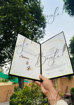 Load image into Gallery viewer, Beautiful Black Nikah Booklet with Customized Golden Name | NB-028
