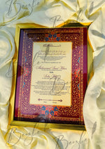 Load image into Gallery viewer, Luxury Nikah Certificate With Combination of Maroon &amp; Golden | RNCF-001
