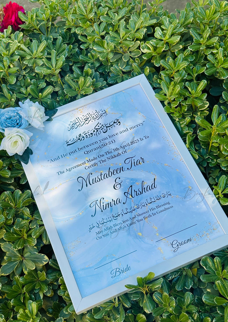 Floral Nikah Certificate With Classic Print & Three Flowers | FNC-009