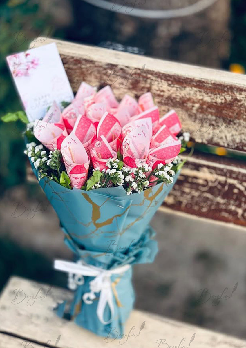 Note Ruee Gift Prosperity Blooms 100 Rupee Note Bouquet – A Gift of Wealth & Wishes ...