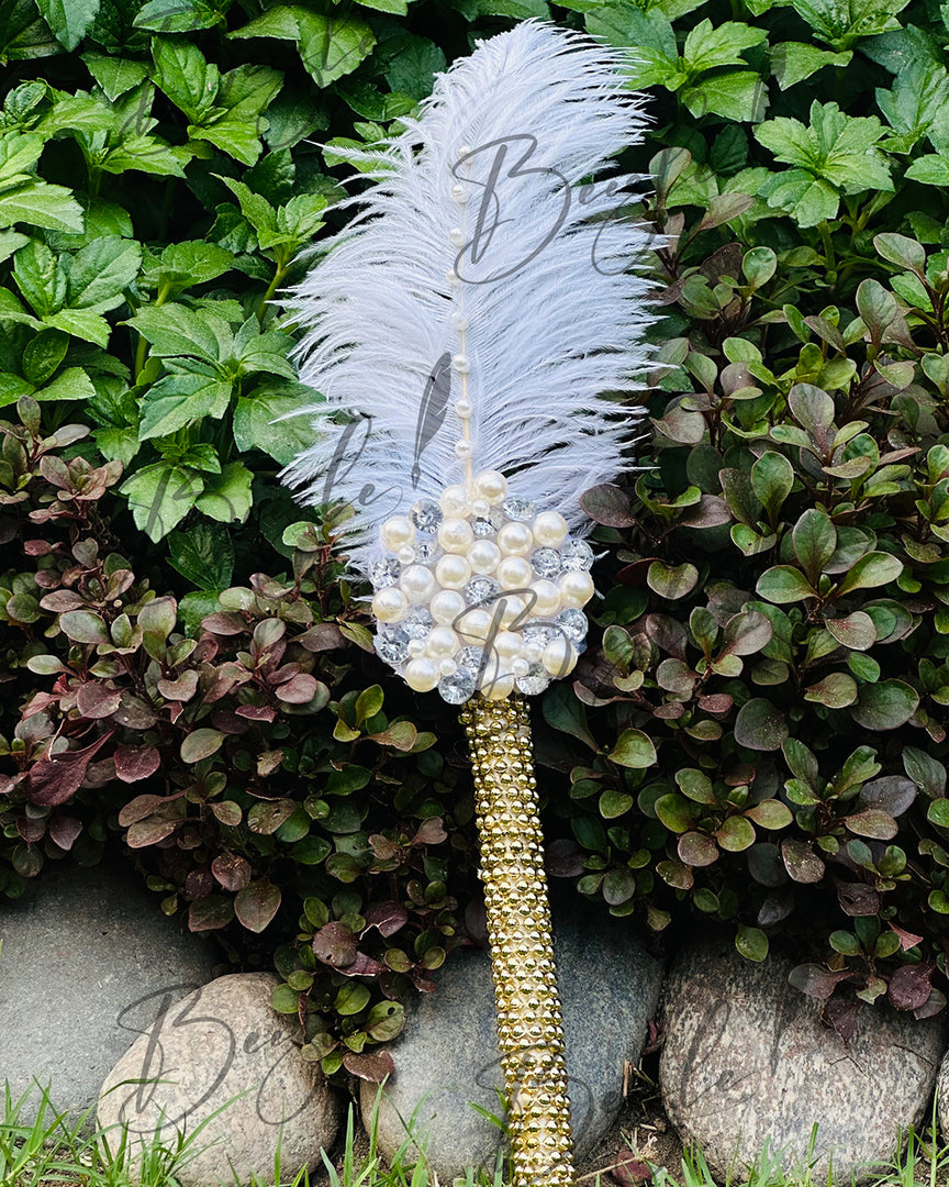 The Attractive Nikah Pen Decorated With Pearls & Feather | PEN-43