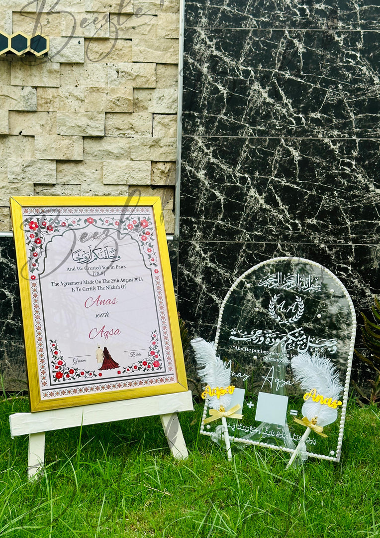 Get Nikah Deal With Luxury Nikah Certificate, Nikah Acrylic Thumb Board & Two Nikah Pens | DEL-028