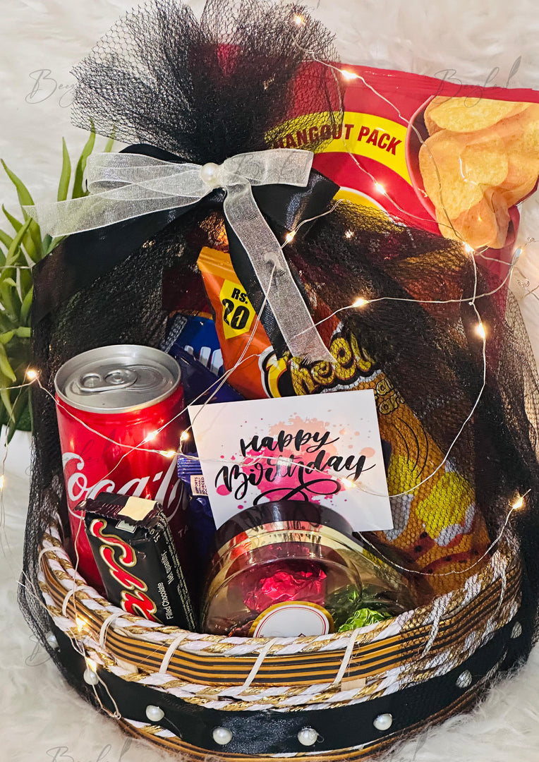 Black Themed Birthday Gift Basket | GB-037