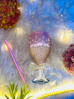 Load image into Gallery viewer, Luxurious Doodh Pilai Glass Decorated With Pink Ribbon and Pearls | DPG-010
