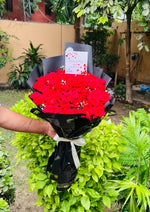 Load image into Gallery viewer, Red Rose Bouquet with Black Wrap &amp; Greeting Card | BCG-169
