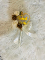 Load image into Gallery viewer, The Beautiful Customized Nikah Pen With A Heart, Decorated With Pearl &amp; Brown Flower | PEN-82
