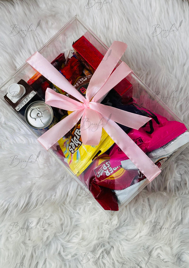 Charming Snack Delight Box with Pink Ribbon | GBO-031