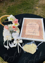 Load image into Gallery viewer, Nikkah Certificate, Tray, Arm Band and Attractive Two Nikah Pens
