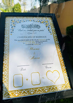 Load image into Gallery viewer, Nikah Certificate With Golden Border,Thumb Box and Signature Line | NC-071
